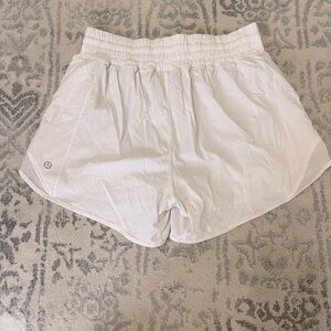 White Lululemon Hotty Hot high rise shorts 4 inch